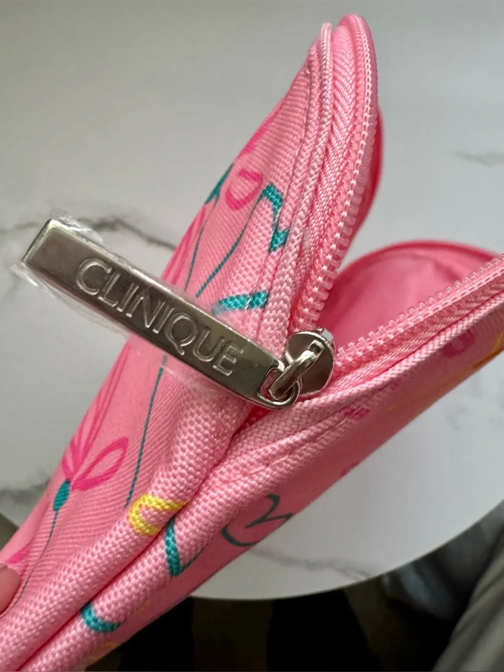 Clinique Pink Floral Makeup Bag